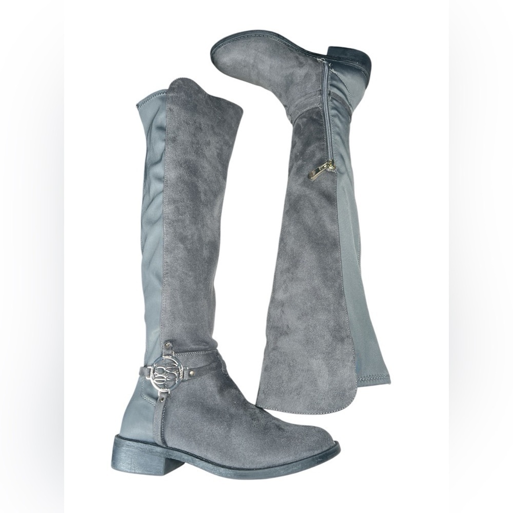 Bebe OXLEY faux suede gray tall boots 6